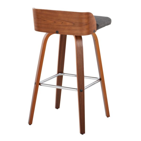Maya 30 Mid Century Modern Walnut and Charcoal Barstools Set of 2 7