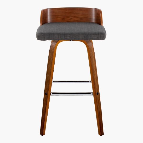 Maya 30 Mid Century Modern Walnut and Charcoal Barstools Set of 2 9