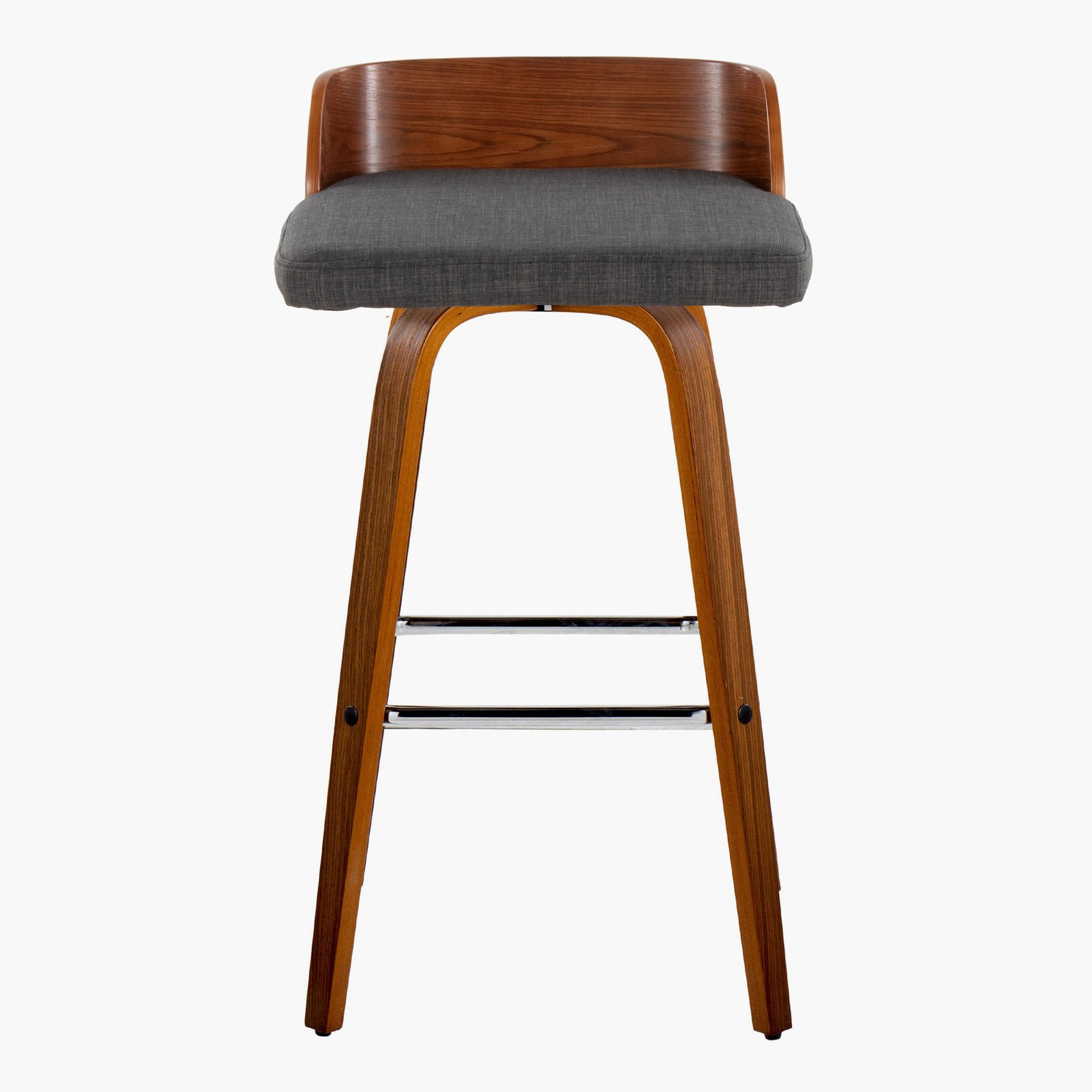 Maya 30 Mid-Century Modern Walnut and Charcoal Barstools (Set of 2) 10 Maya 30 Mid-Century Modern Walnut and Charcoal Barstools (Set of 2) - Image 10