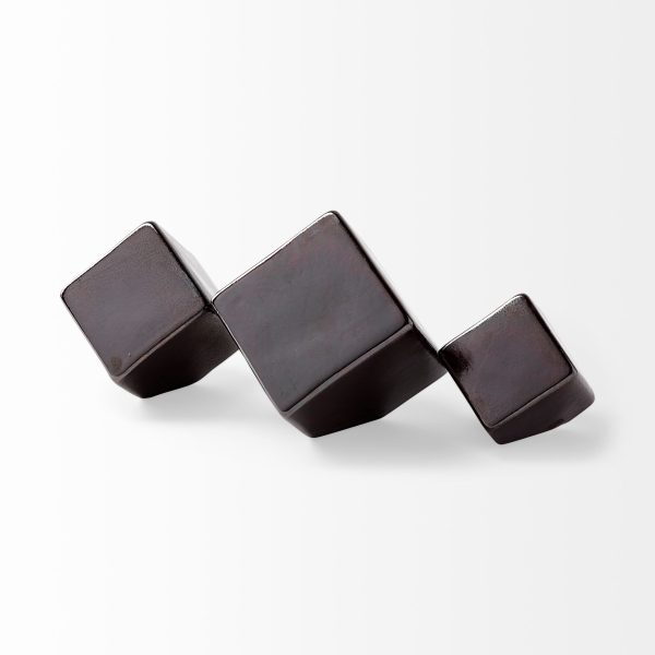 Mayweather Set of 3 Black Geometric Ceramic Cubes 3