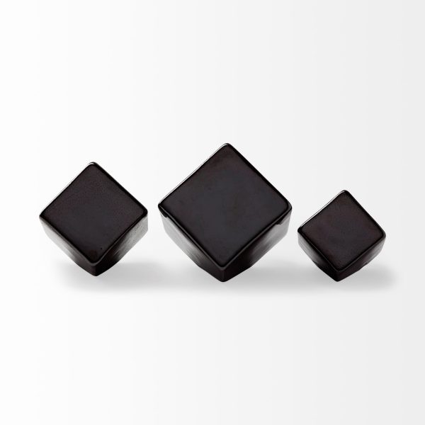 Mayweather Set of 3 Black Geometric Ceramic Cubes 5
