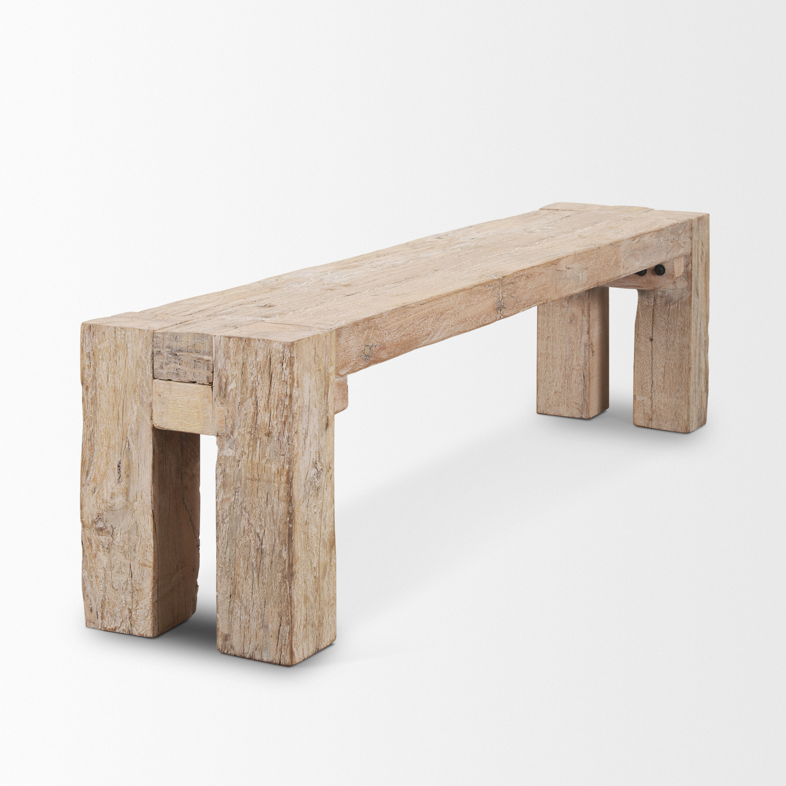 McArthur Whitewash Reclaimed Wood Bench 6 McArthur Whitewash Reclaimed Wood Bench - Image 6