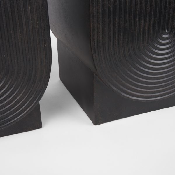 Medina Antiqued Black Metal Planters Set of 2 6