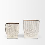 Medina Off White w/ Gold Antiquing Metal Planters (Set of 2)