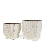 Medina Off White w/ Gold Antiquing Metal Planters (Set of 2)