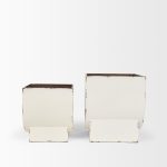 Medina Off White w/ Gold Antiquing Metal Planters (Set of 2)