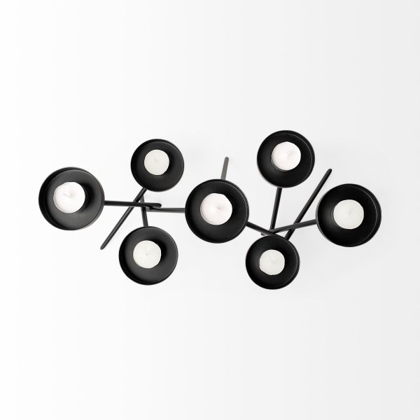 Meira Black Metal Seven Votive Table Candle Holder 3