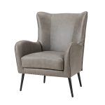 Meleagrides Grey Vegan Leather Wingback Armchair