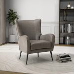 Meleagrides Grey Vegan Leather Wingback Armchair
