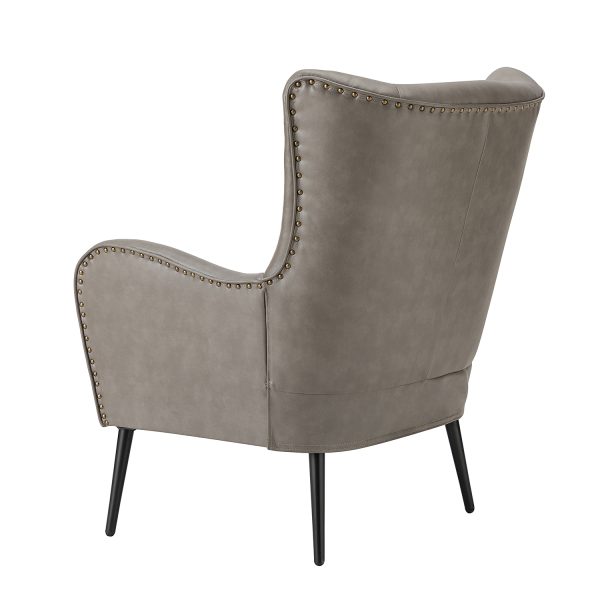Meleagrides Grey Vegan Leather Wingback Armchair 2