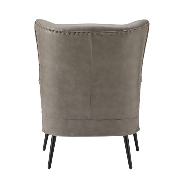 Meleagrides Grey Vegan Leather Wingback Armchair 3
