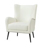 Meleagrides Ivory Vegan Leather Wingback Armchair