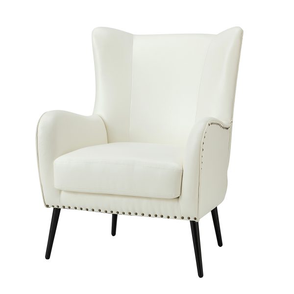 Meleagrides Ivory Vegan Leather Wingback Armchair 1