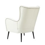 Meleagrides Ivory Vegan Leather Wingback Armchair