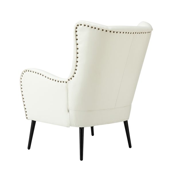 Meleagrides Ivory Vegan Leather Wingback Armchair 2