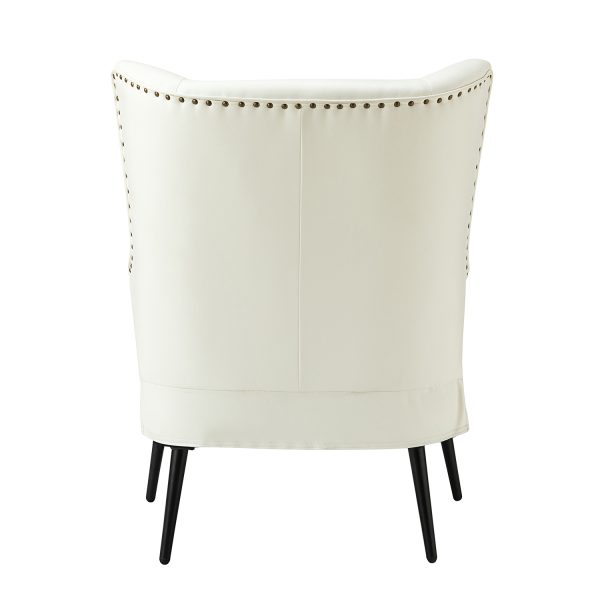 Meleagrides Ivory Vegan Leather Wingback Armchair 3