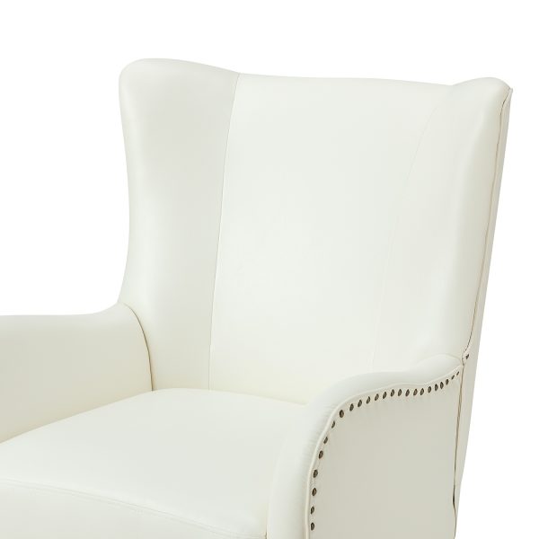 Meleagrides Ivory Vegan Leather Wingback Armchair 4