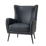 Meleagrides Navy Vegan Leather Wingback Armchair 7 Meleagrides Navy Vegan Leather Wingback Armchair