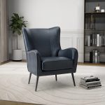 Meleagrides Navy Vegan Leather Wingback Armchair 6 Meleagrides Navy Vegan Leather Wingback Armchair
