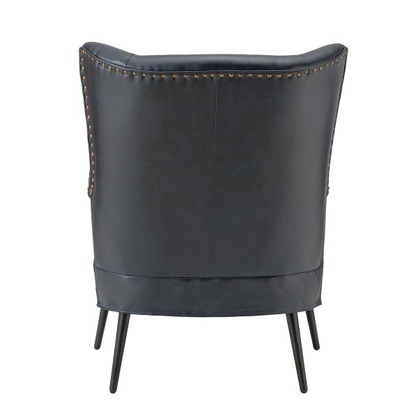 Meleagrides Navy Vegan Leather Wingback Armchair 3