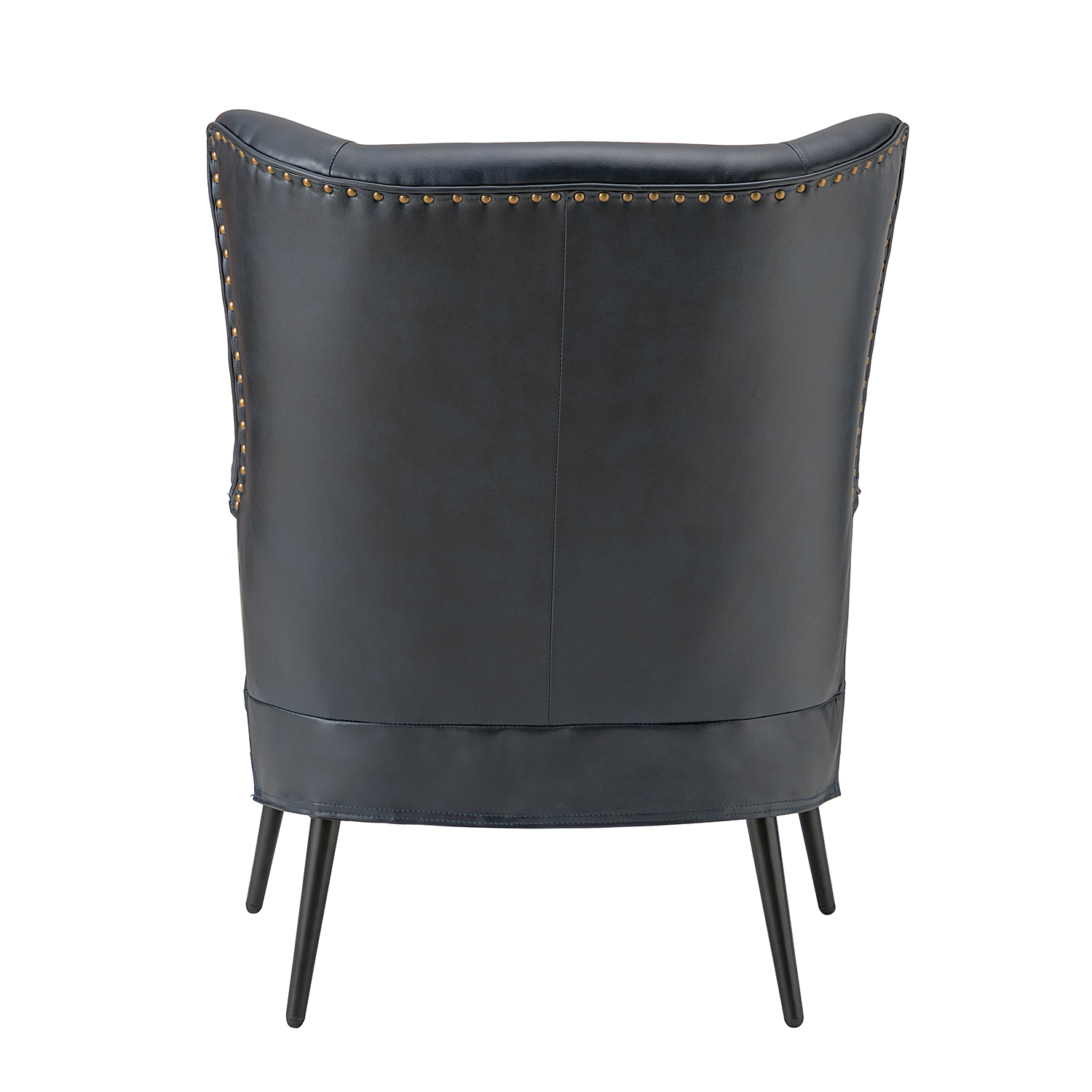 Meleagrides Navy Vegan Leather Wingback Armchair 4 Meleagrides Navy Vegan Leather Wingback Armchair - Image 4
