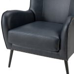 Meleagrides Navy Vegan Leather Wingback Armchair 10 Meleagrides Navy Vegan Leather Wingback Armchair