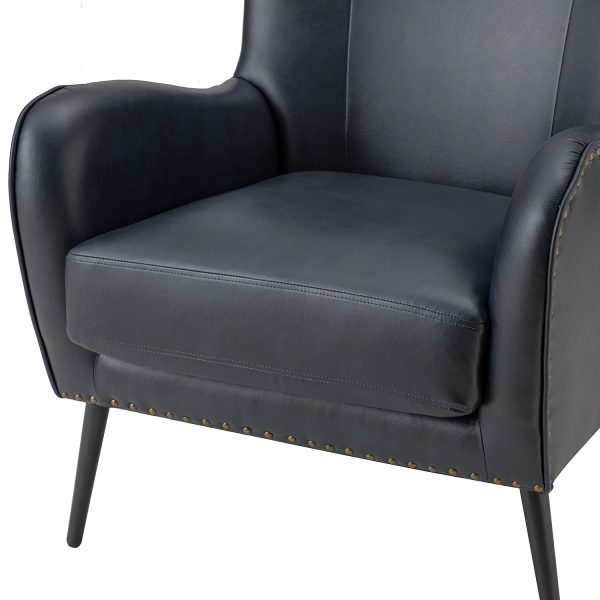 Meleagrides Navy Vegan Leather Wingback Armchair 4