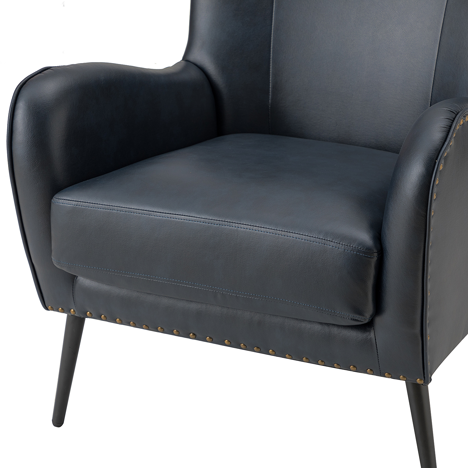 Meleagrides Navy Vegan Leather Wingback Armchair 5 Meleagrides Navy Vegan Leather Wingback Armchair - Image 5