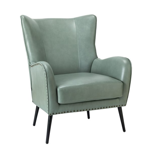 Meleagrides Sage Vegan Leather Wingback Armchair 1