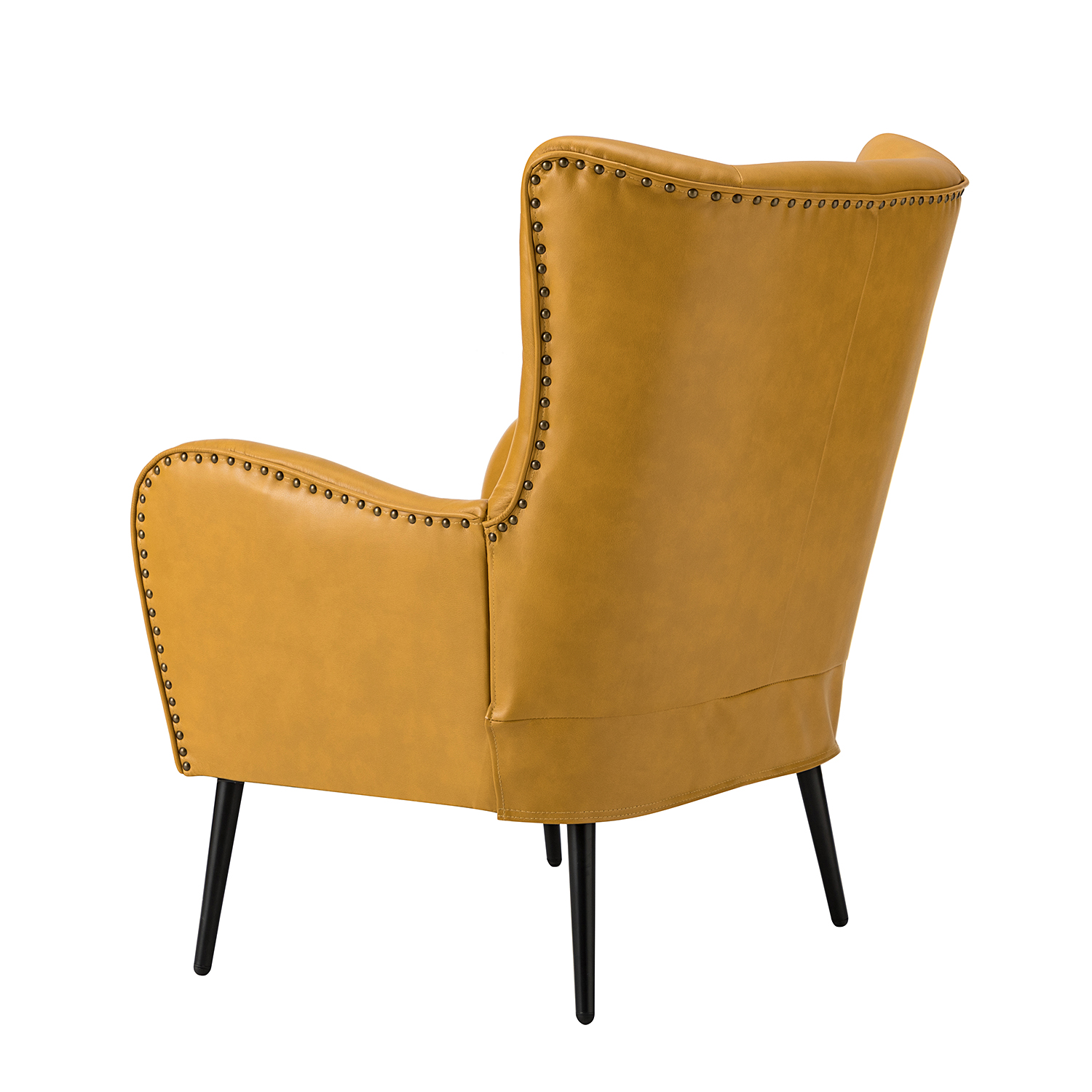 Meleagrides Yellow Vegan Leather Wingback Armchair 3 Meleagrides Yellow Vegan Leather Wingback Armchair - Image 3