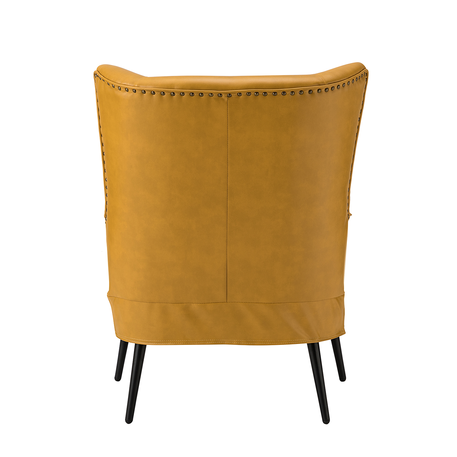 Meleagrides Yellow Vegan Leather Wingback Armchair 4 Meleagrides Yellow Vegan Leather Wingback Armchair - Image 4