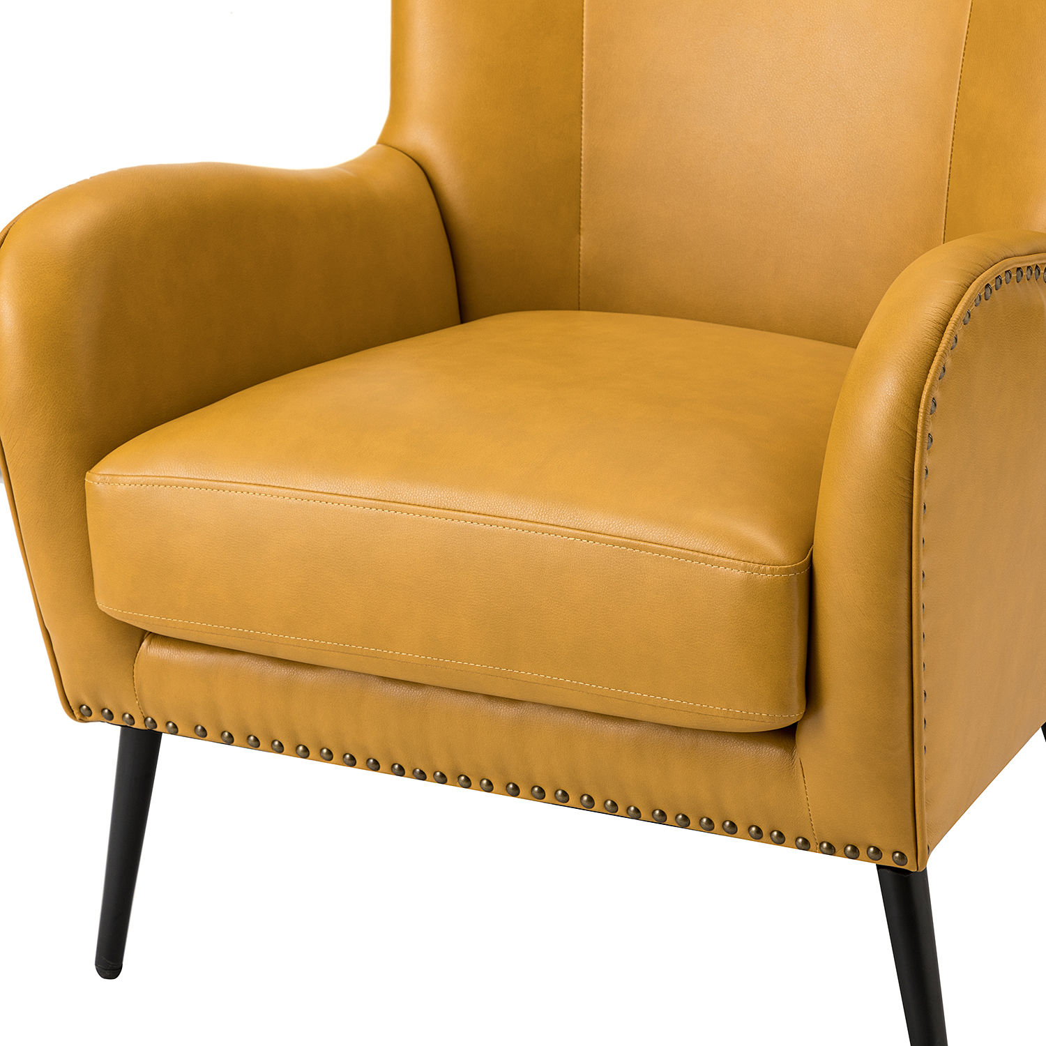 Meleagrides Yellow Vegan Leather Wingback Armchair 5 Meleagrides Yellow Vegan Leather Wingback Armchair - Image 5