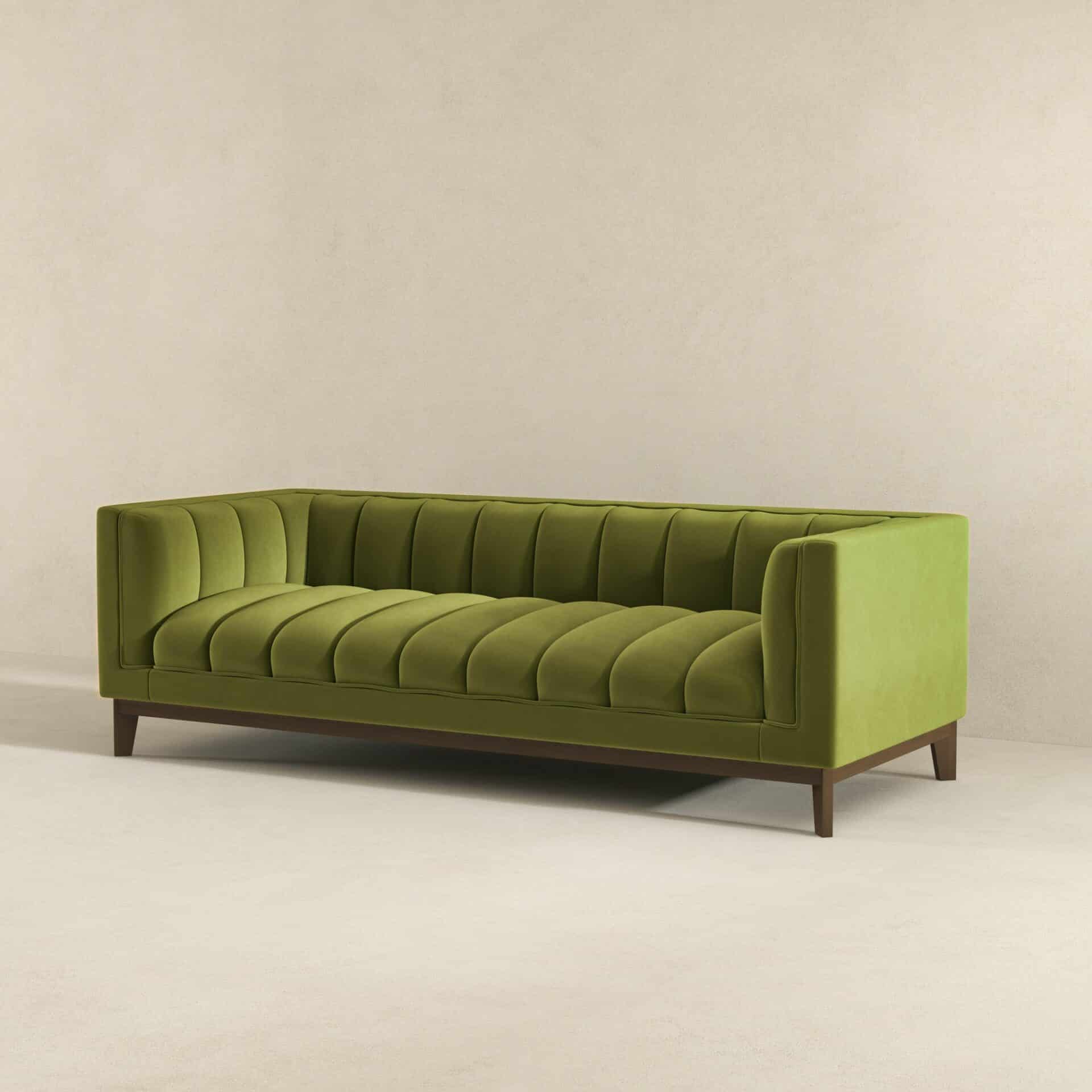 Mid Century Modern Green Velvet Sofa for Living Room 3 Mid Century Modern Green Velvet Sofa for Living Room - Image 3