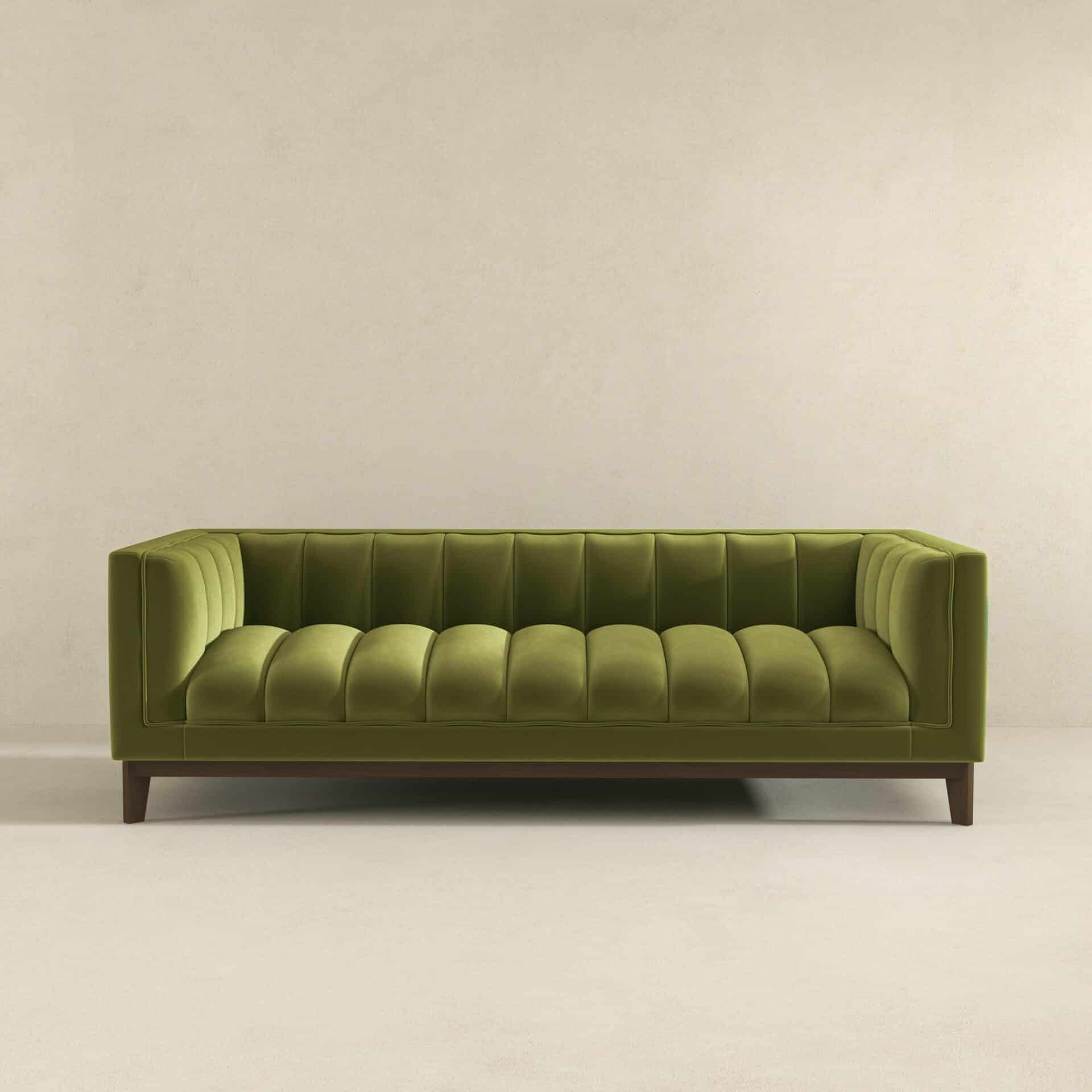 Mid Century Modern Green Velvet Sofa for Living Room 4 Mid Century Modern Green Velvet Sofa for Living Room - Image 4