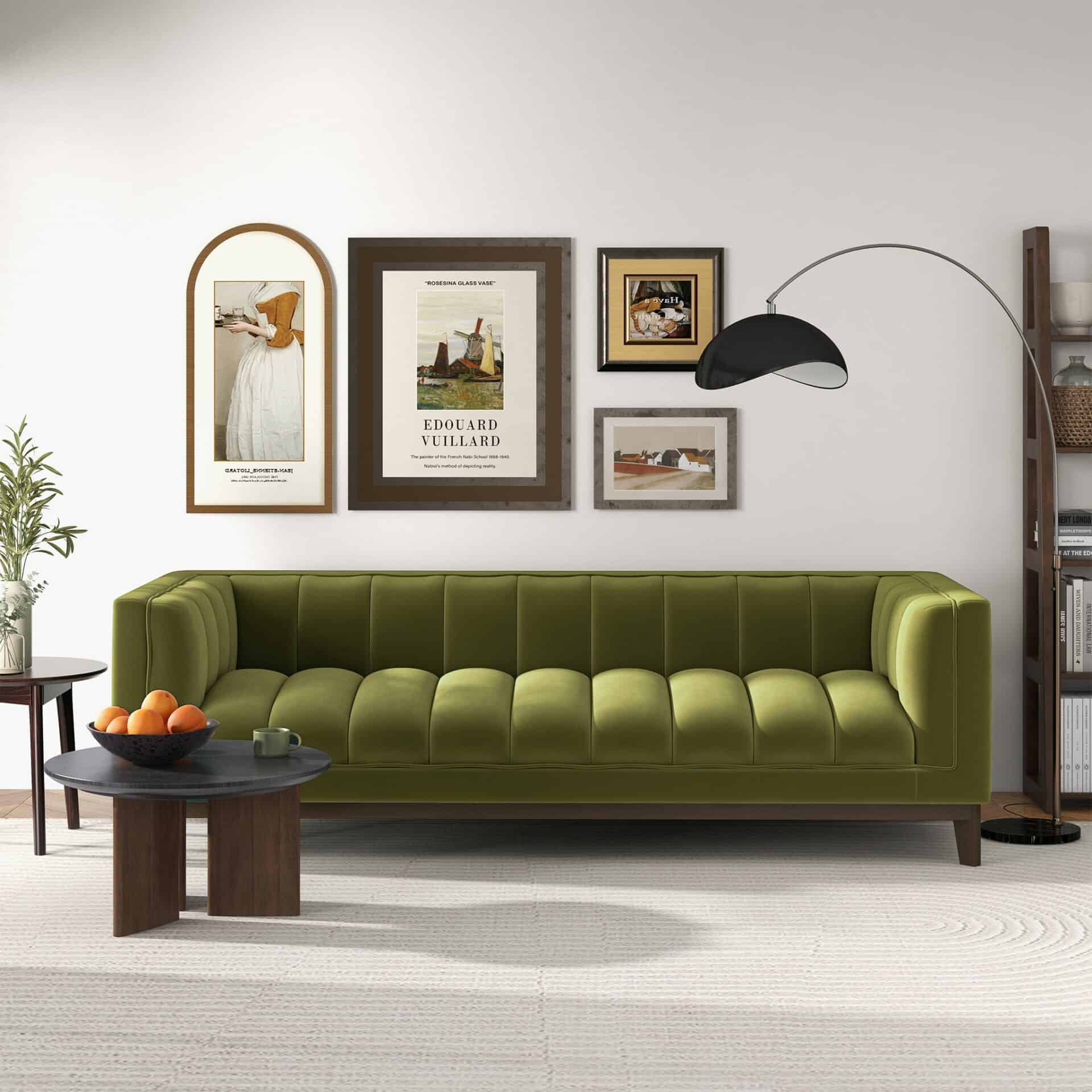Mid Century Modern Green Velvet Sofa for Living Room 1 Mid Century Modern Green Velvet Sofa for Living Room