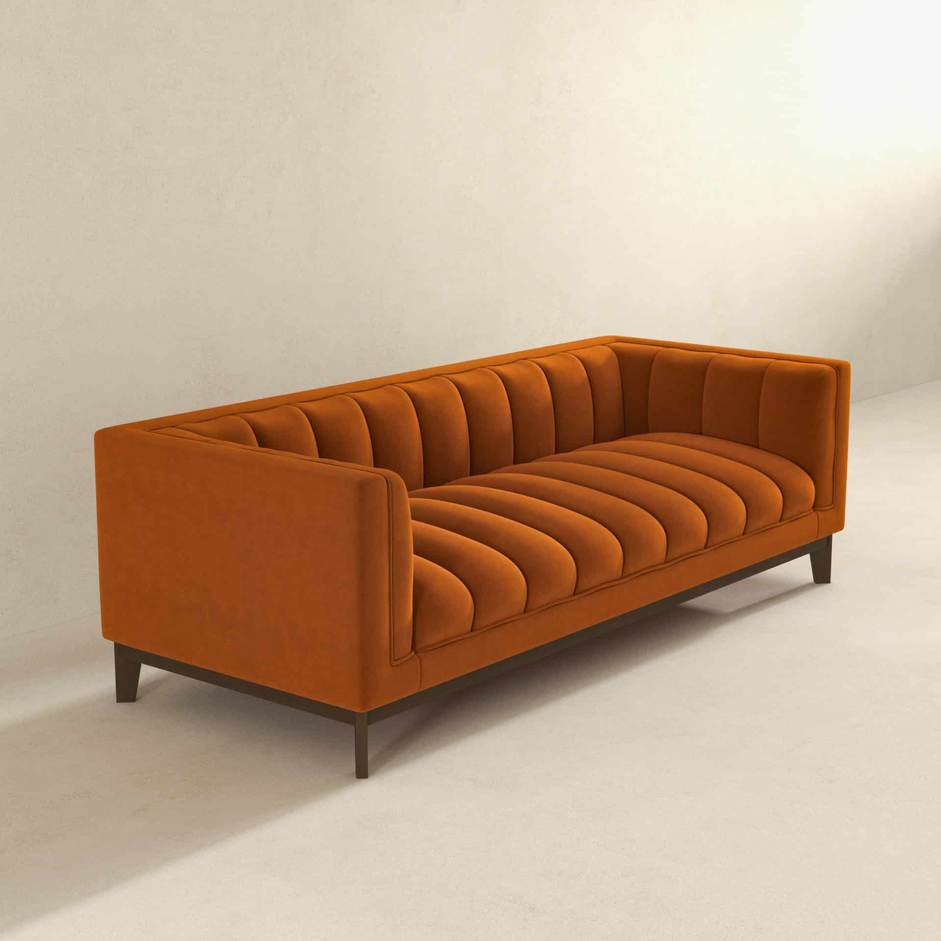Orange Velvet Mid Century Modern Sofa for Living Rooms 11 Orange Velvet Mid Century Modern Sofa for Living Rooms