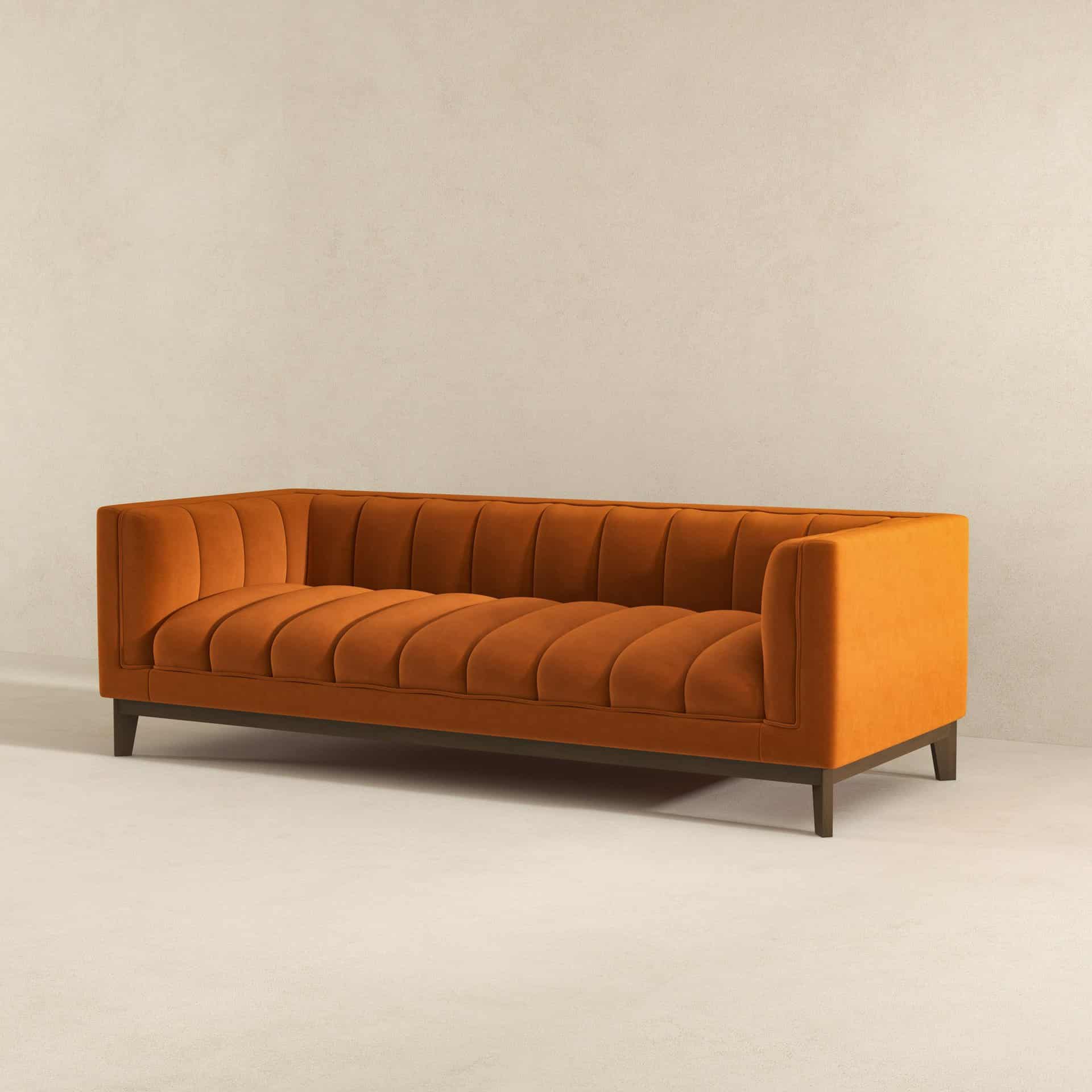 Orange Velvet Mid Century Modern Sofa for Living Rooms 12 Orange Velvet Mid Century Modern Sofa for Living Rooms