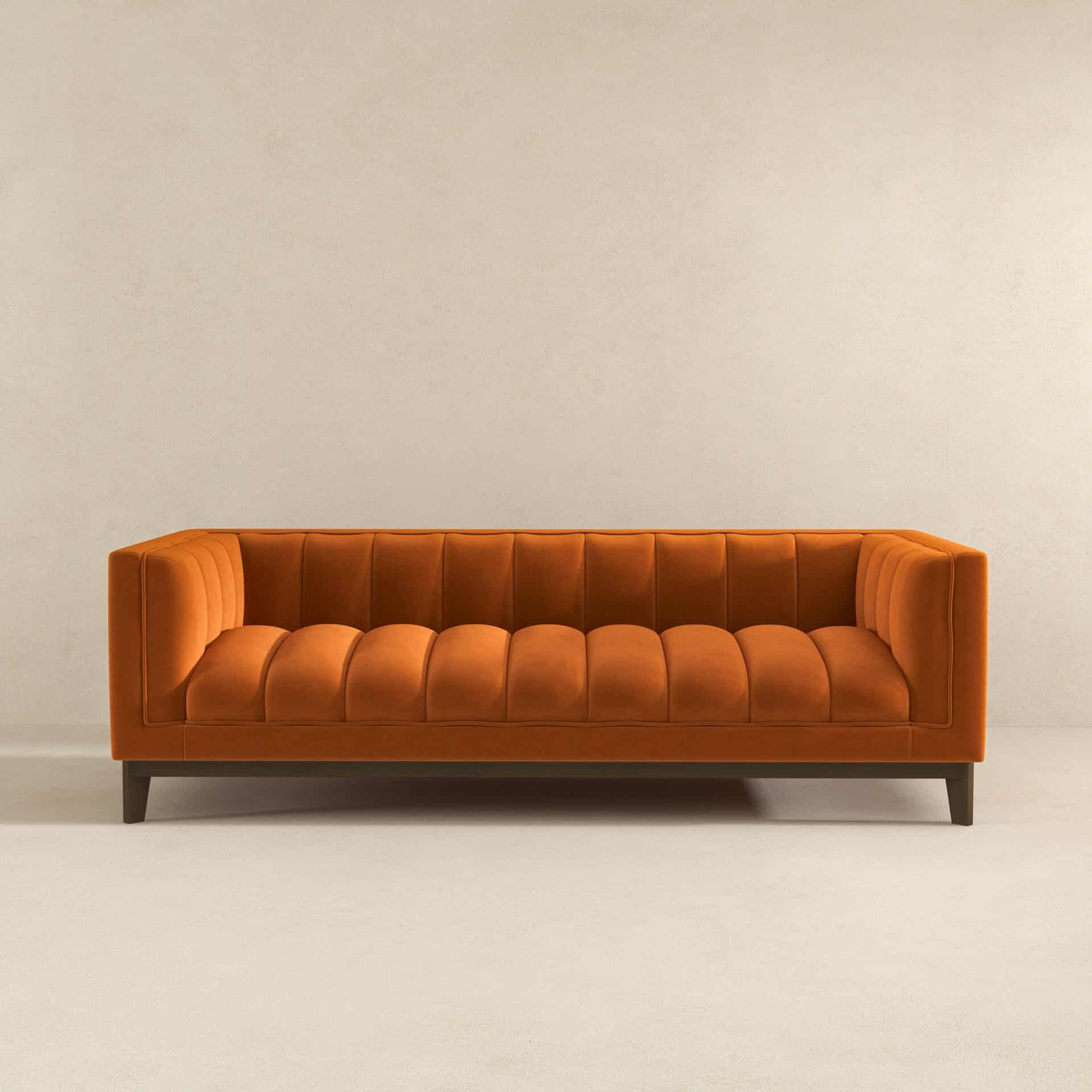 Orange Velvet Mid Century Modern Sofa for Living Rooms 10 Orange Velvet Mid Century Modern Sofa for Living Rooms