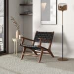 Black Leather Teak Wood Lounge Chair Modern Design
