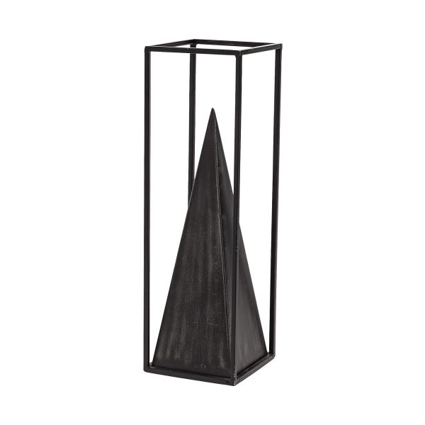 Memphis I Large 5L x 5W Black Metal Pyramid In A Square Frame