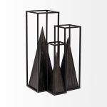 Memphis II (Medium) 4L x 4W Black Metal Pyramid In A Square Frame