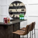 Meritt 37" Total Height Brown Leather Seat Black Metal Frame Stool