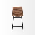 Meritt 37" Total Height Brown Leather Seat Black Metal Frame Stool