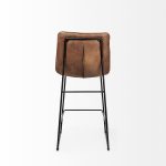 Meritt 37" Total Height Brown Leather Seat Black Metal Frame Stool