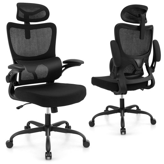 Ergonomic Mesh Office Chair with Lumbar Support and Flip-up Armrests 3 Ergonomic Mesh Office Chair with Lumbar Support and Flip-up Armrests - Image 3
