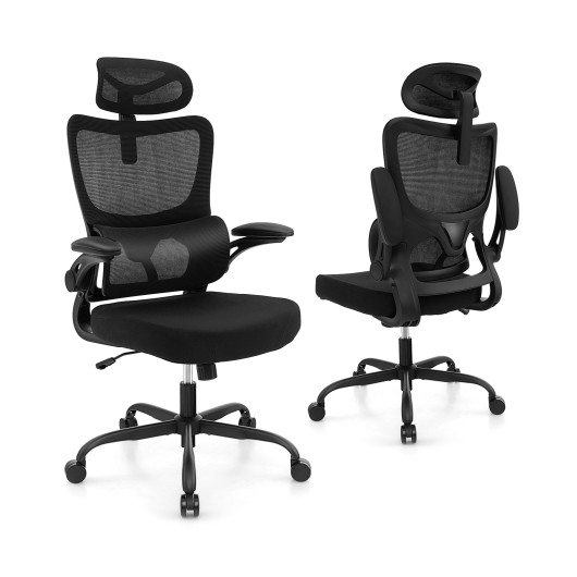 Ergonomic Mesh Office Chair with Lumbar Support and Flip-up Armrests 4 Ergonomic Mesh Office Chair with Lumbar Support and Flip-up Armrests - Image 4