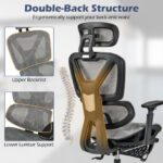 Adjustable Mesh Office Chair with Footrest and Tilting Backrest Gray