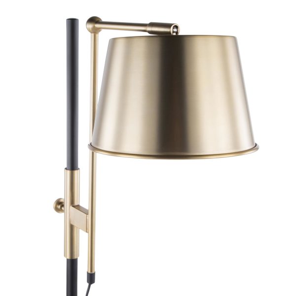 Metric Industrial Black and Antique Brass Adjustable Floor Lamp 11