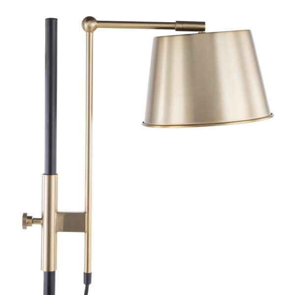 Metric Industrial Black and Antique Brass Adjustable Floor Lamp 12