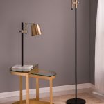 Metric Industrial Black and Antique Brass Adjustable Floor Lamp